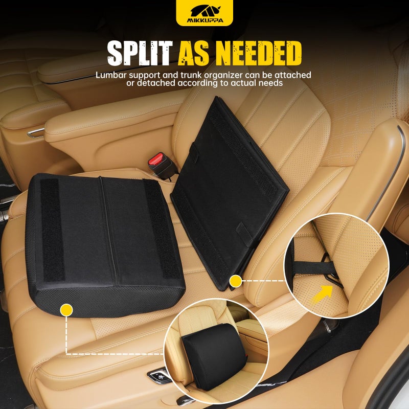 MIKKUPPA Car Seat Organizer & Lumbar Support - 33L Collapsible Front & Back Seat Organizer with Removable Back Support Pillow, Car Storage for SUV Auto Truck Van - Image 3