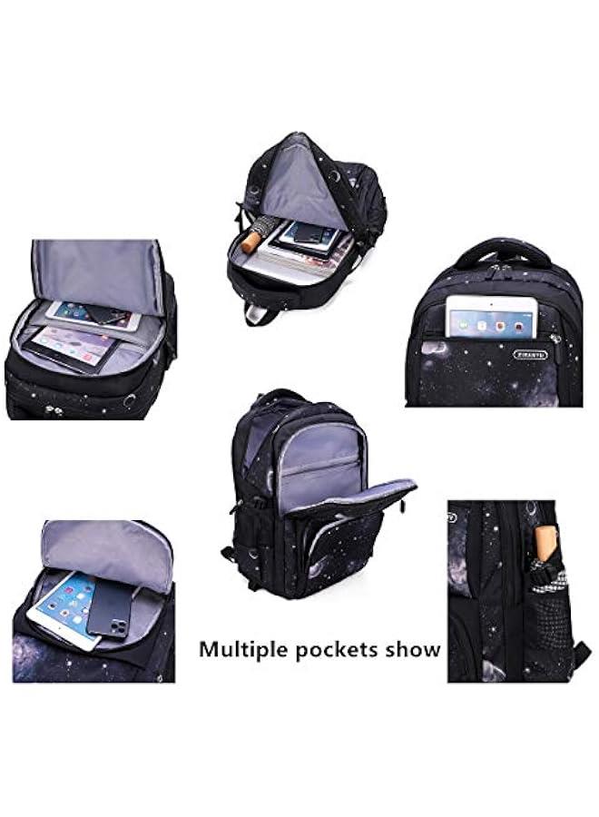Elementary Galaxy Teens Rolling Backpack Kids Boys Luggage with Wheels Trolly BookBag for School-6 Wheels - Image 5