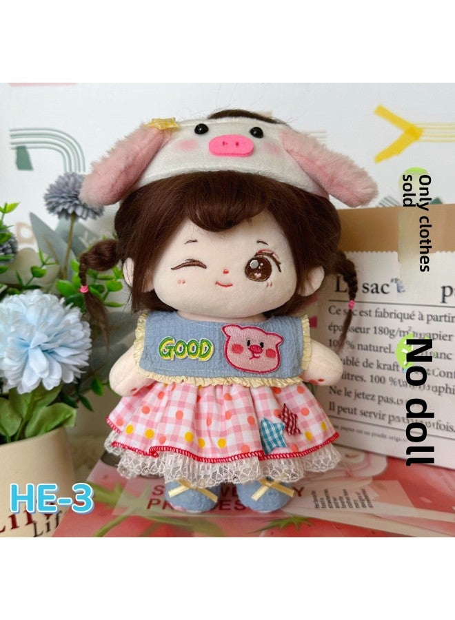 20cm Cotton Doll Dress Skirt Suit 20cm Doll Plush Toy Girl's Best Friend Gift-Specifications:20cm Cotton Doll Clothes-Color:HE-4
