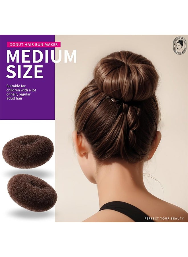 Donut Hair Bun Maker 6 Pieces,Ring Style Bun Maker Set with Hair Bun Makers (2 large, 2 medium and 2 small), Dark Brown