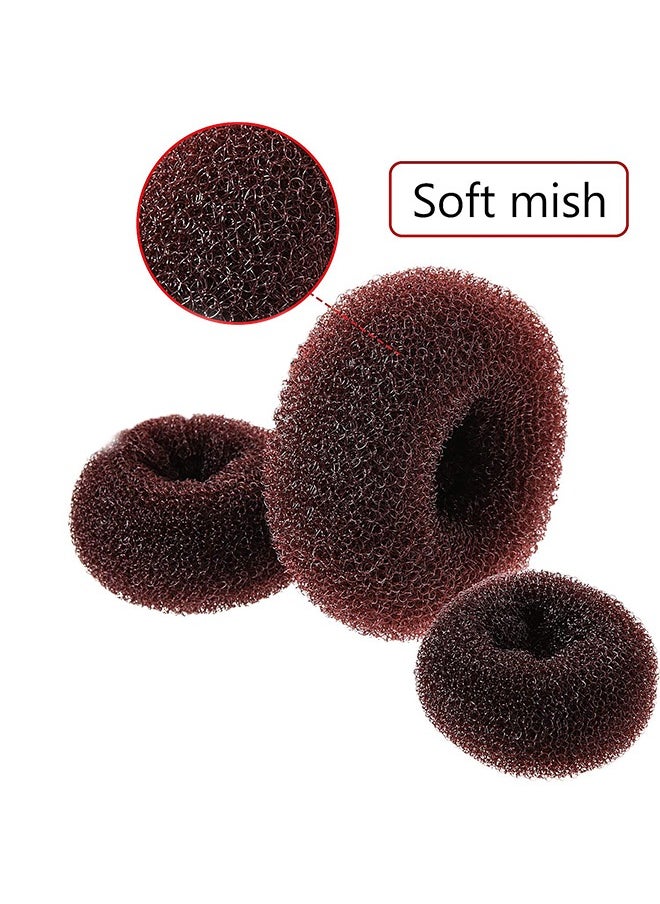 Donut Hair Bun Maker 6 Pieces,Ring Style Bun Maker Set with Hair Bun Makers (2 large, 2 medium and 2 small), Dark Brown