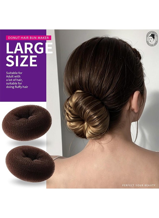 Donut Hair Bun Maker 6 Pieces,Ring Style Bun Maker Set with Hair Bun Makers (2 large, 2 medium and 2 small), Dark Brown