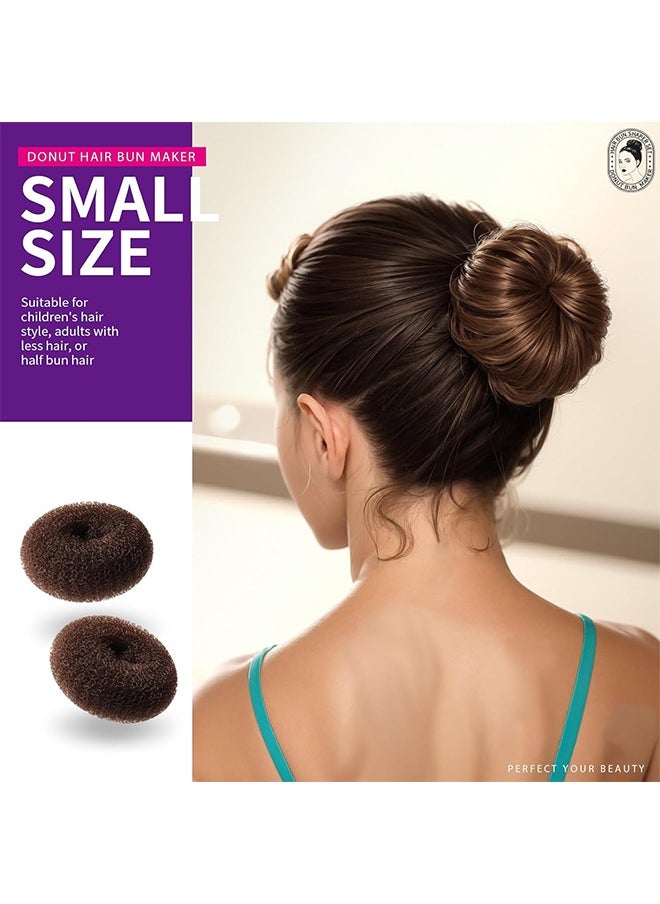 Donut Hair Bun Maker 6 Pieces,Ring Style Bun Maker Set with Hair Bun Makers (2 large, 2 medium and 2 small), Dark Brown