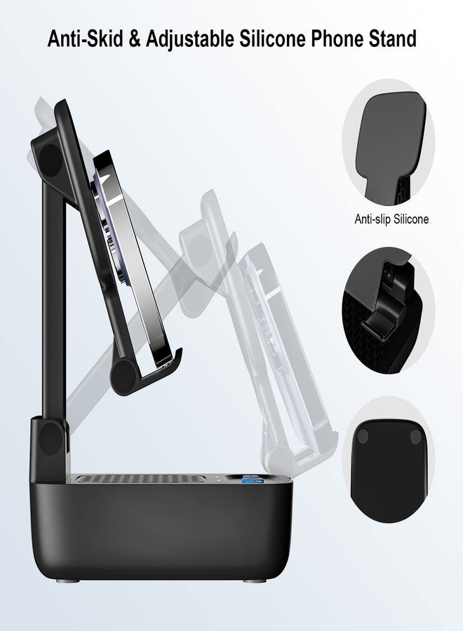 comiso هدايا للرجال والنساء، هدايا عيد الميلاد، حامل هاتف محمول مع مكبر صوت بلوتوث لاسلكي، صوت جهير قوي وصوت ستيريو عالي الدقة للمنزل والهواء الطلق متوافق مع آيفون/آيباد/سامسونج - أسود - Image 2