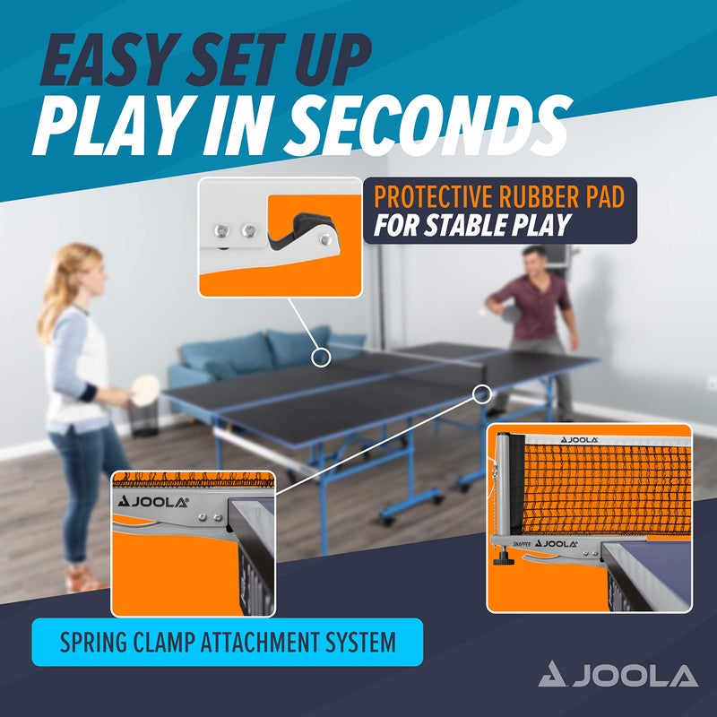 JOOLA Snapper Professional Table Tennis Net and Post Set - Portable and Easy Setup 72" Regulation Size Ping Pong Spring Activated Clamp Net, Silver - Image 4