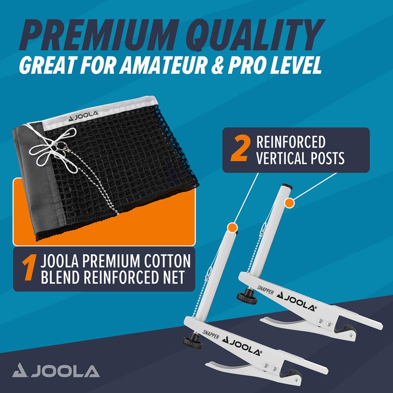 JOOLA Snapper Professional Table Tennis Net and Post Set - Portable and Easy Setup 72" Regulation Size Ping Pong Spring Activated Clamp Net, Silver - Image 5