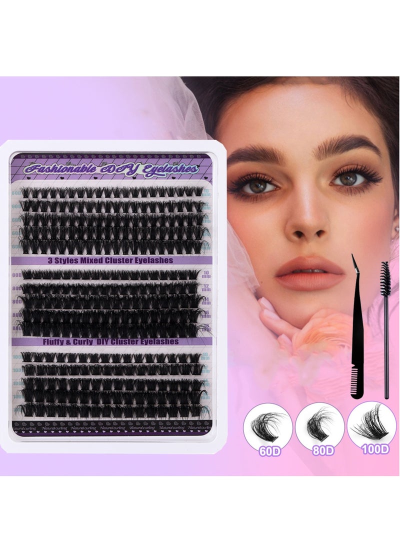 FLYROAD - False Eyelashes Extensions Volume 60D 80D 100D 10-18MM Eyelash Clusters D Curl Cluster Lashes 270pcs 10mm 12mm 14mm 16mm 18mm Thin Band Natural Eye False Eyelashes - Image 1