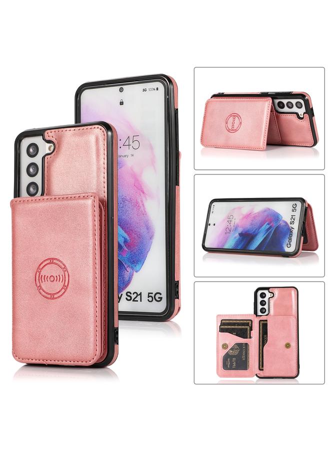 اس-توب جراب لهاتف Samsung Galaxy S21+ 5G جراب هاتف مغناطيسي من جلد العجل مع حقيبة بطاقات من البولي يوريثان - Image 1