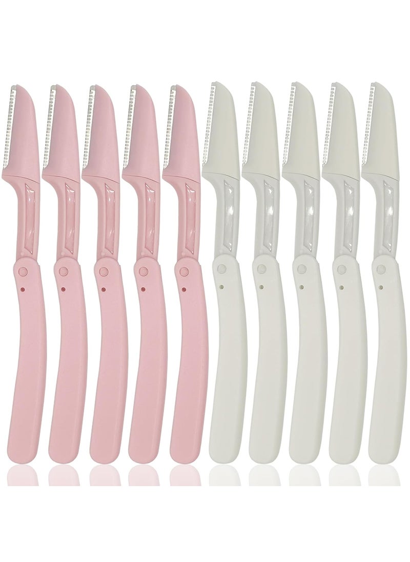 KISTARCH 10Piece Foldable Eyebrow Razor Set Dermaplaning Tool set for Brow Grooming face shaver 