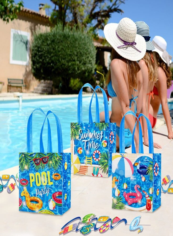 HOWAF 12pcs Pool Party Gift Bags, Summer Pool Party Non Woven Bags for Beach Party Hawaii Party Decoration Supplies, Pool Birthday Candy Bags Pool Party Treat Bags Summer Party Goodie Bags - Image 4