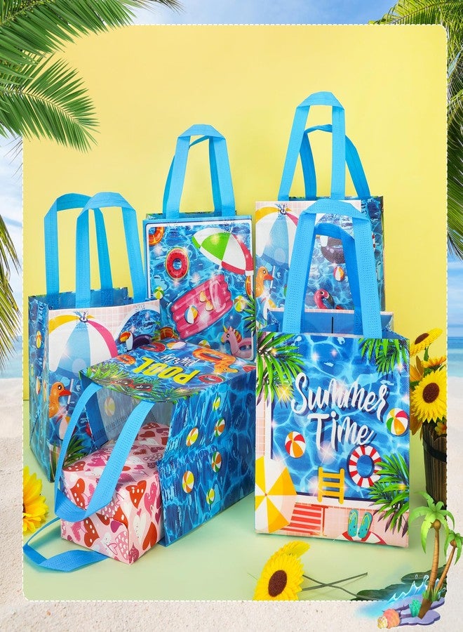 HOWAF 12pcs Pool Party Gift Bags, Summer Pool Party Non Woven Bags for Beach Party Hawaii Party Decoration Supplies, Pool Birthday Candy Bags Pool Party Treat Bags Summer Party Goodie Bags - Image 3