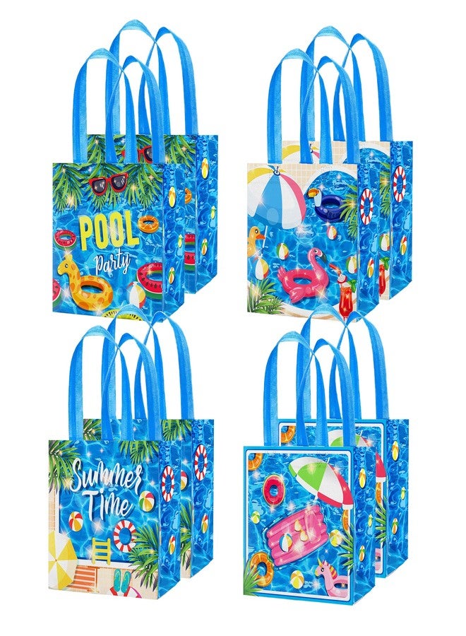HOWAF 12pcs Pool Party Gift Bags, Summer Pool Party Non Woven Bags for Beach Party Hawaii Party Decoration Supplies, Pool Birthday Candy Bags Pool Party Treat Bags Summer Party Goodie Bags - Image 1