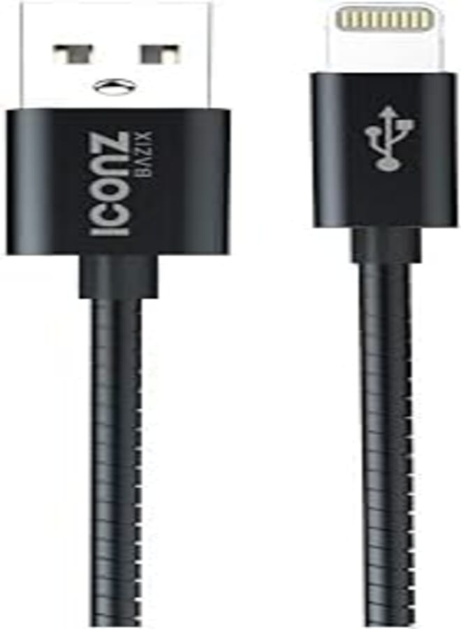 Iconz xbl08t bazix aluminum lightning cable, 2.4 ampere - black