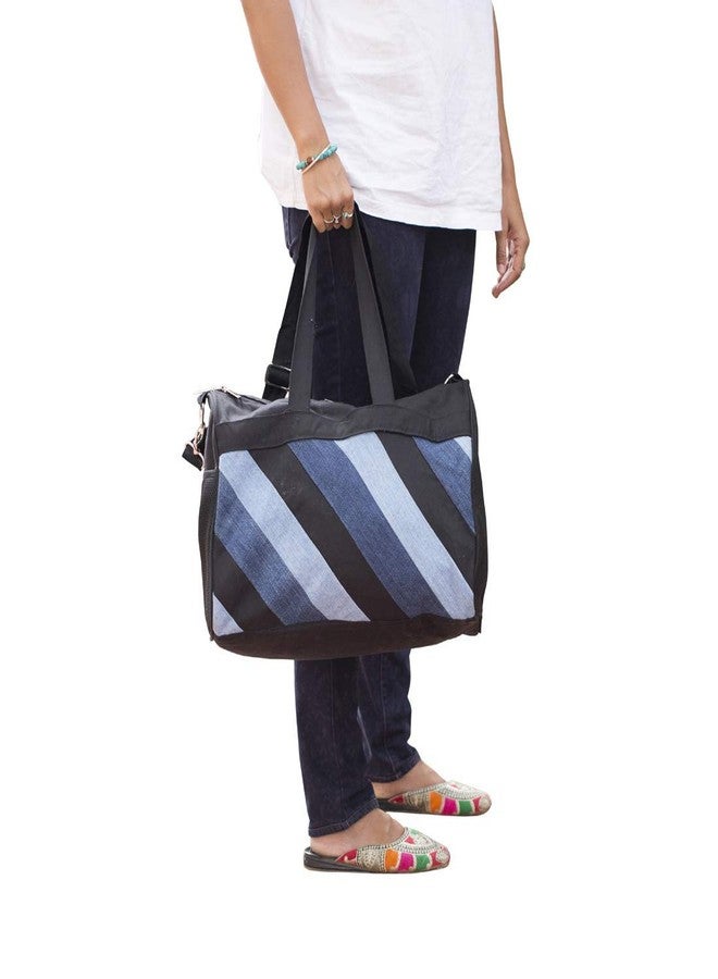Craftinence Upcycled Denim Duffel Bag-Blue- Travel Bag for Men & Women - Image 4