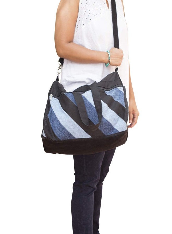 Craftinence Upcycled Denim Duffel Bag-Blue- Travel Bag for Men & Women - Image 3