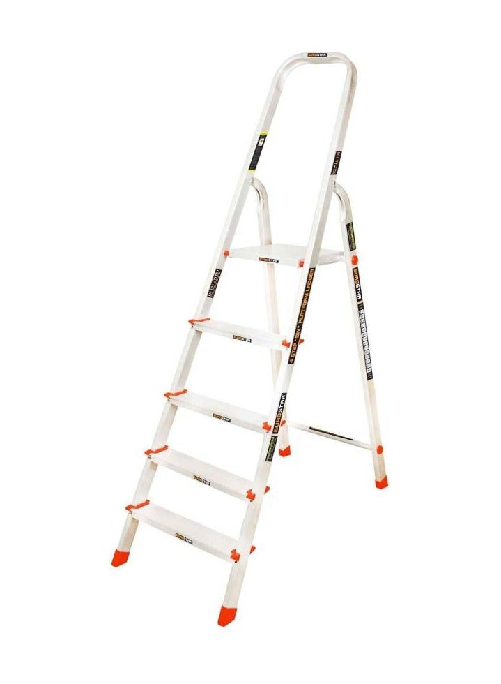 Eurostar Lightweight & Strong 5 Steps ladder for home With Anti Slip Shoes Aluminium Ladder  (With Platform)  - Image 1