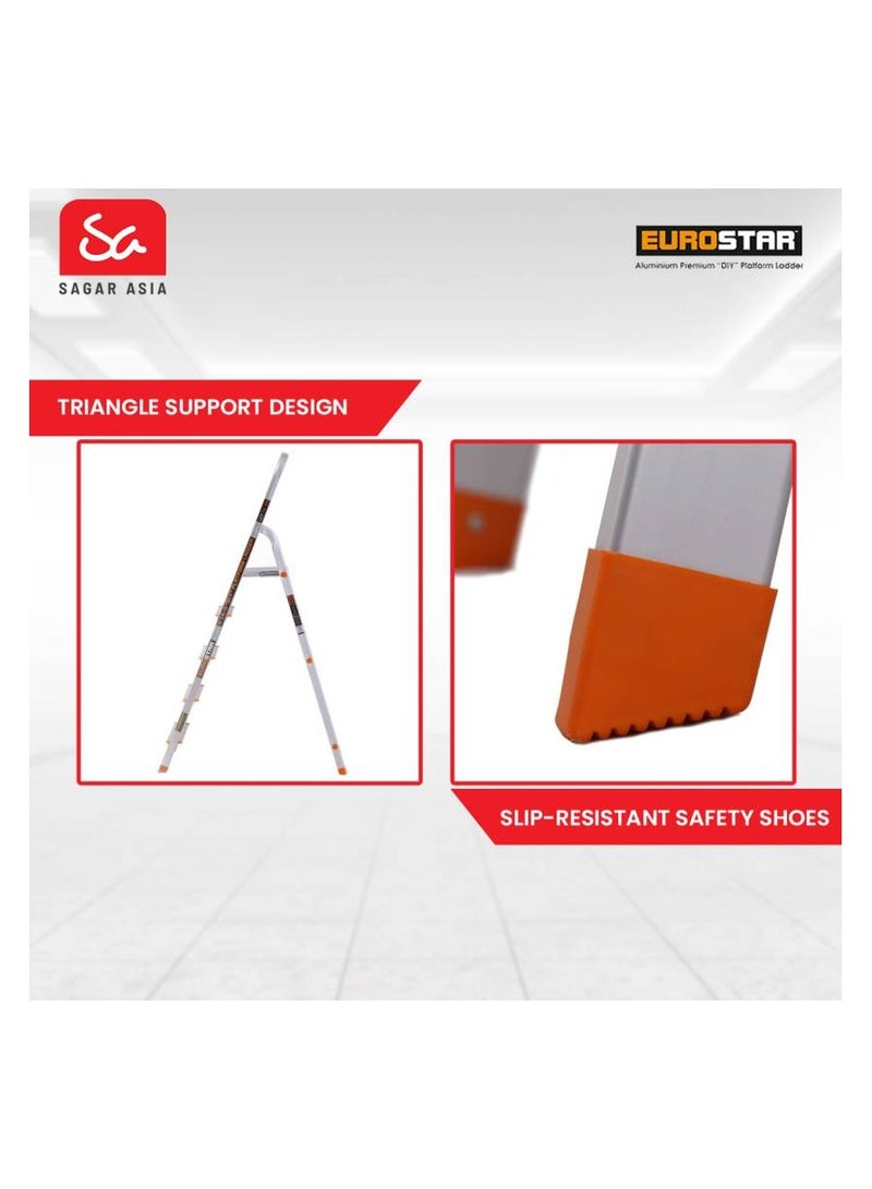 Eurostar Lightweight & Strong 5 Steps ladder for home With Anti Slip Shoes Aluminium Ladder  (With Platform)  - Image 3