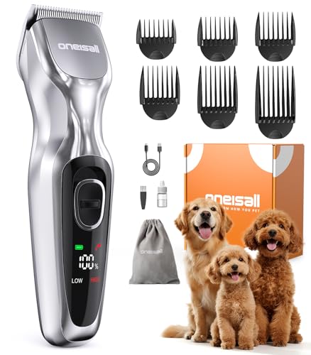 oneisall Dog Clippers for Grooming Thick Hair Low Noise Cordless Dog Shavers 2Speed Pet Hair Trimmer Grooming Kit for Home Groomer - Image 1