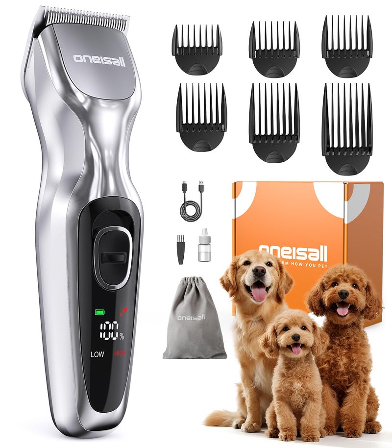 oneisall Dog Clippers for Grooming Thick Hair Low Noise Cordless Dog Shavers 2Speed Pet Hair Trimmer Grooming Kit for Home Groomer - Image 3