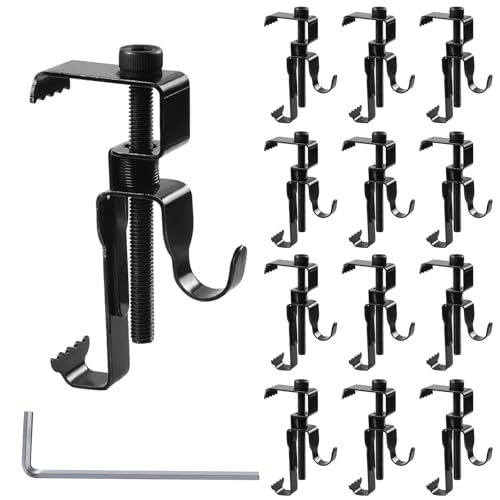 Funnytek Stainless Steel Brick Hanger No Drill Outdoor Adjustable Brick Hooks Clamps Black Heavy Duty Brick Wall Clips for Hanging Pictures Lights Plants12 Pcs - Image 1