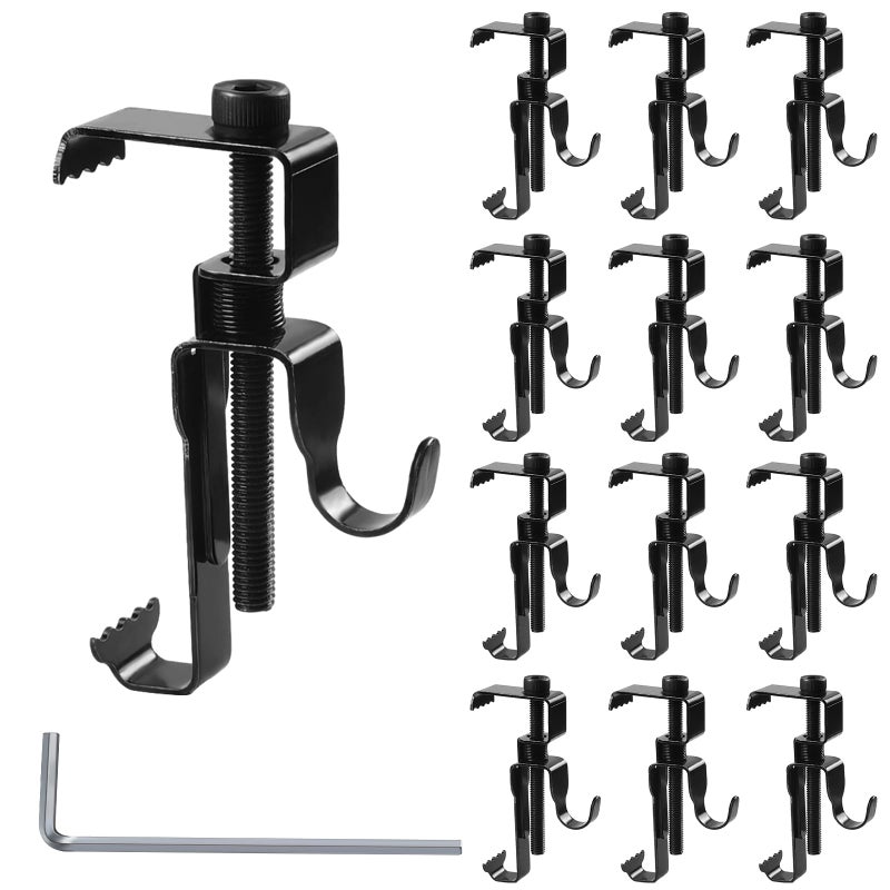 Funnytek Stainless Steel Brick Hanger No Drill Outdoor Adjustable Brick Hooks Clamps Black Heavy Duty Brick Wall Clips for Hanging Pictures Lights Plants12 Pcs - Image 2