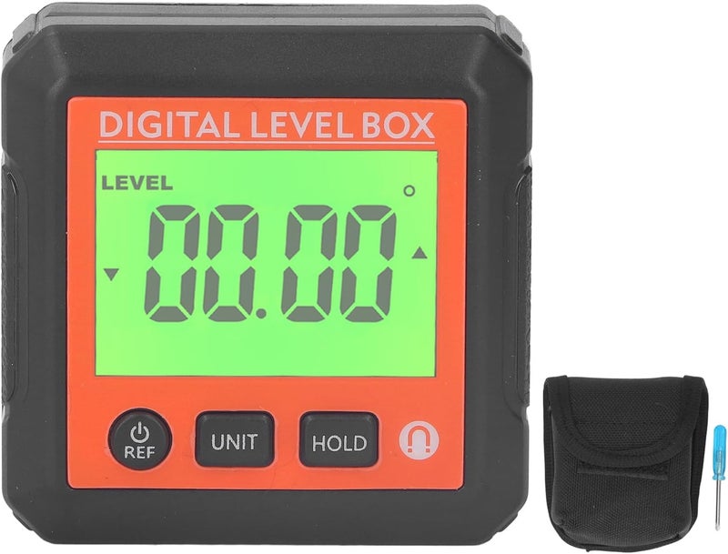 Digital Level Box, Magnetic Digital Protractor Inclinometer Angle Gauge with Absolute Relative Mode for Woodworking Construction Machinery (Orange) - Image 1