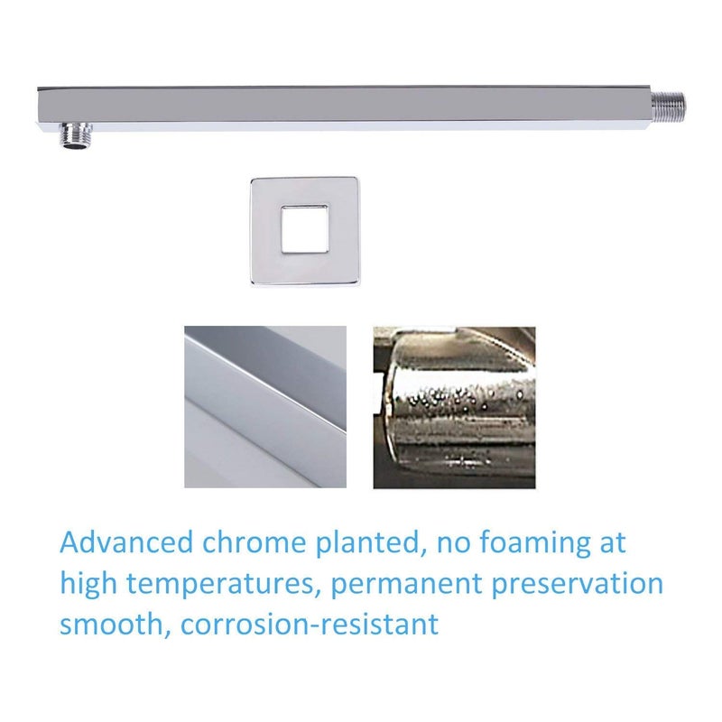 TOSCH Stainless Steel 304 Square Premium Shower Arm for Overhead Showers with FLANGE (15 Inches, Chrome) (Square Shower Arm 15 Inch) - Image 2