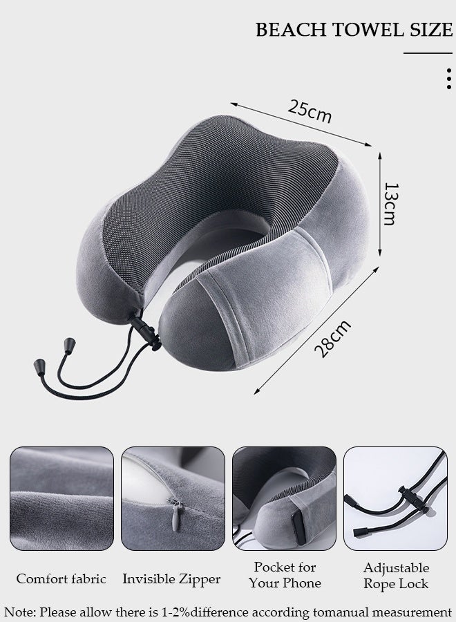 DUNISO Memory Cotton Core U-Shaped Neck Pillow Neck Support Head Rest Travel Pillow for Airplane Sleeping Office Relax Home Recliners - Image 2
