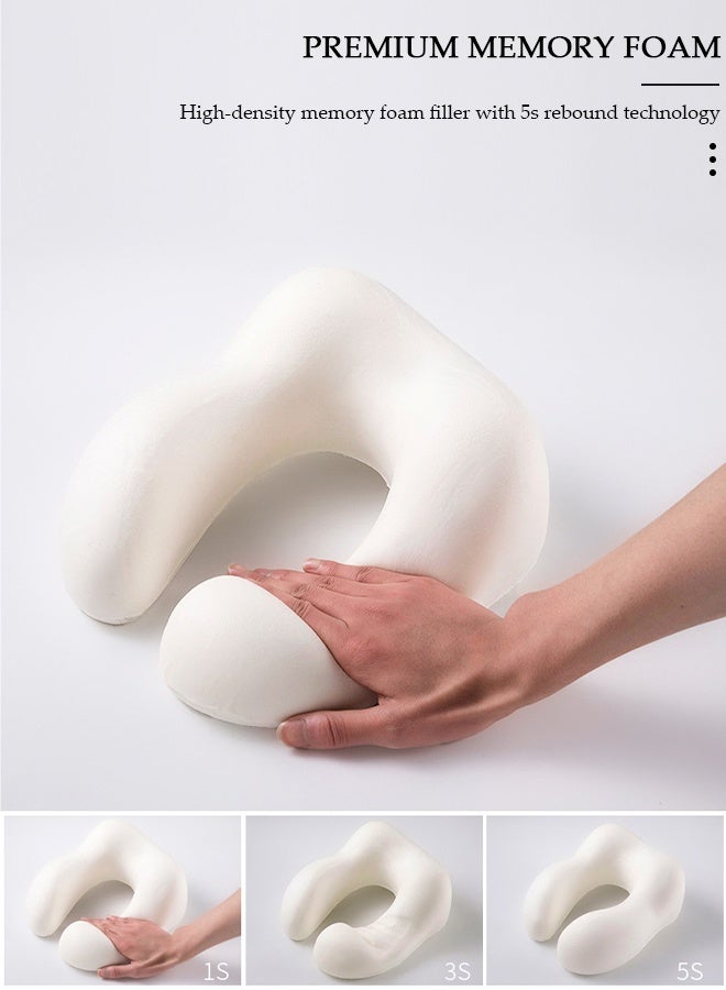 DUNISO Memory Cotton Core U-Shaped Neck Pillow Neck Support Head Rest Travel Pillow for Airplane Sleeping Office Relax Home Recliners - Image 3