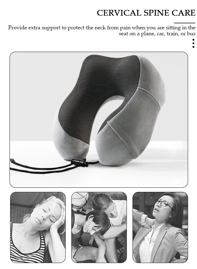 DUNISO Memory Cotton Core U-Shaped Neck Pillow Neck Support Head Rest Travel Pillow for Airplane Sleeping Office Relax Home Recliners - Image 4