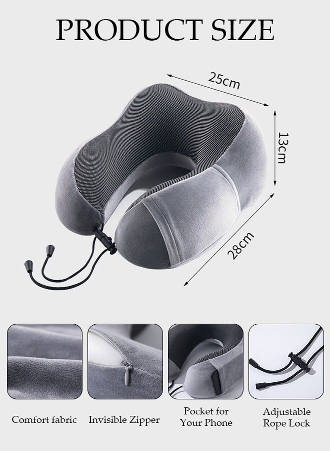 DUNISO - Memory Cotton Core U-Shaped Neck Pillow Neck Support Head Rest Travel Pillow for Airplane Sleeping Office Relax Home Recliners - Image 1