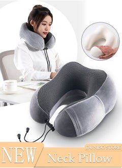 DUNISO Memory Cotton Core U-Shaped Neck Pillow Neck Support Head Rest Travel Pillow for Airplane Sleeping Office Relax Home Recliners  - Image 1