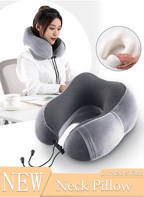 Memory Cotton Core U-Shaped Neck Pillow Neck Support Head Rest Travel Pillow for Airplane Sleeping Office Relax Home Recliners