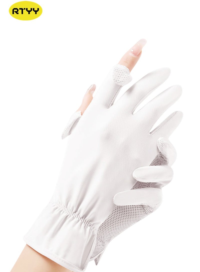 RTYY Women's Gloves Driving Gloves Non-slip Sun Protection Summer UV Protection Gloves White  - Image 1