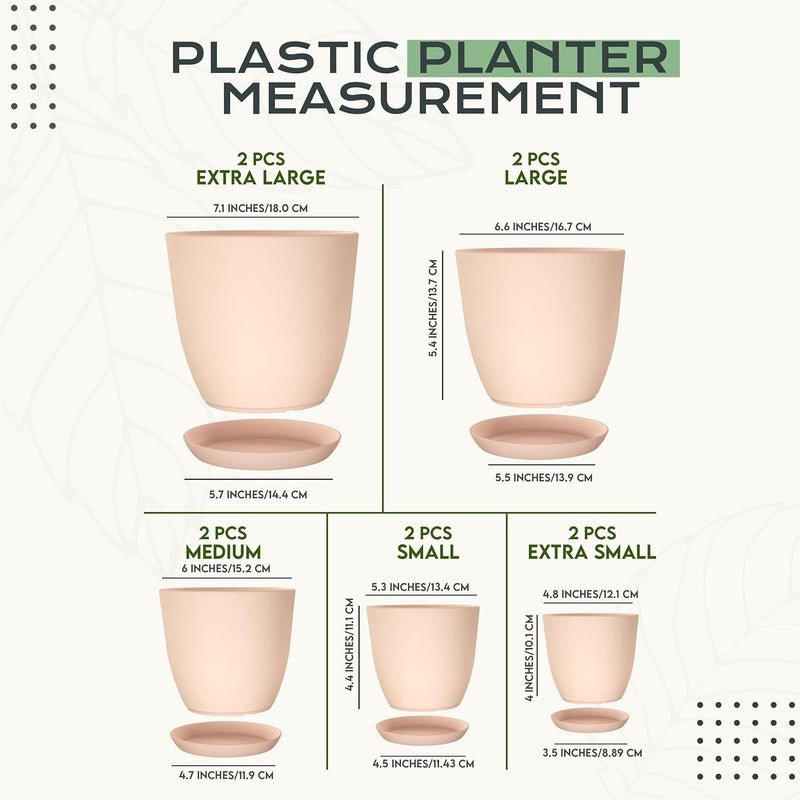 Utopia Home Plastic Planters Pink, Flower Nursery Pots Indoor Modern Decorative Plastic Pots for Plants, Succulents, Flowers, and Cactus 10 Pack, Multisize - Image 2