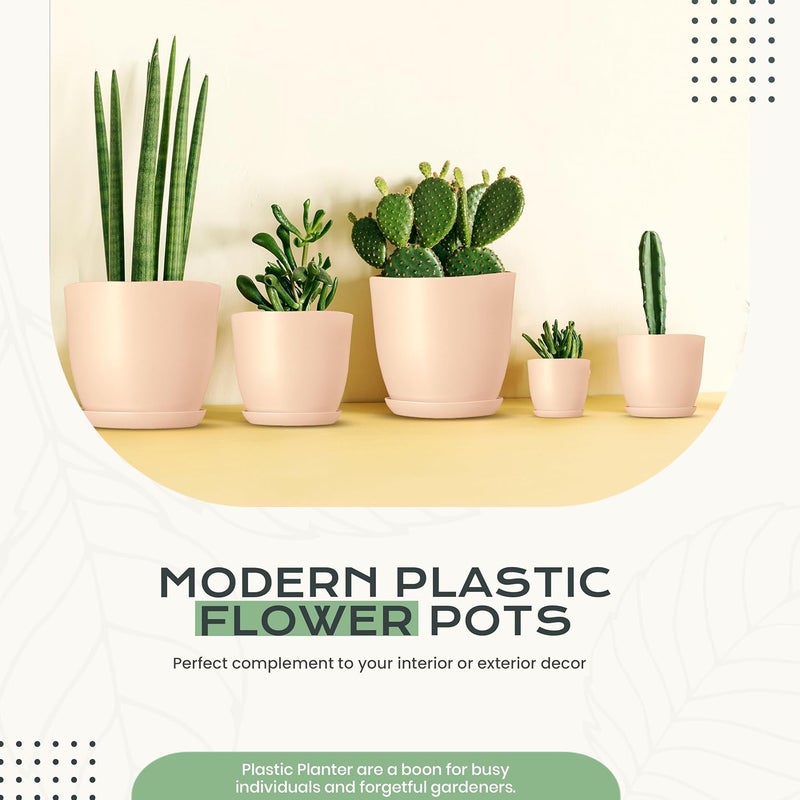 Utopia Home Plastic Planters Pink, Flower Nursery Pots Indoor Modern Decorative Plastic Pots for Plants, Succulents, Flowers, and Cactus 10 Pack, Multisize - Image 5