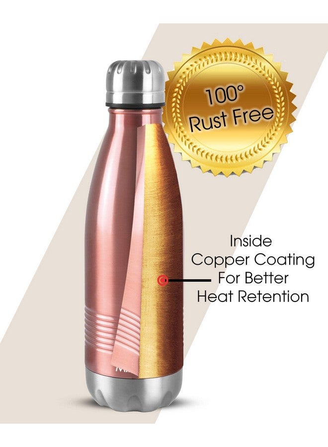 Milton Milton Insulated Water Bottle 750 ml (24 oz), Stainless Steel Double Walled Vacuum for 24 Hours Hot and Cold with Cover, Leakproof, BPA Free, Thermosteel Duo-DLX 750, Rose Gold - Image 3