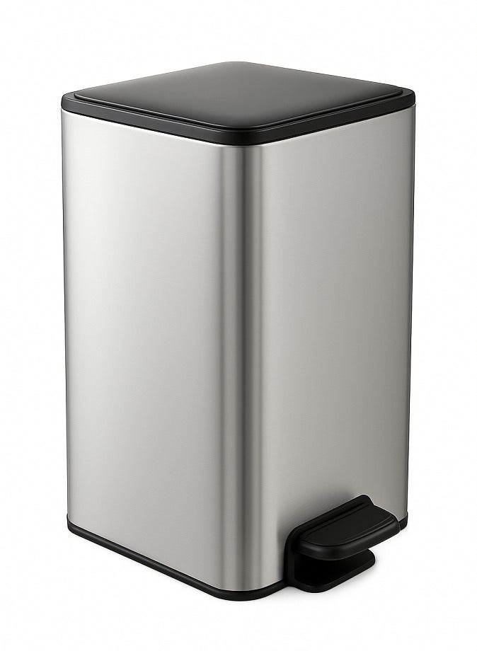 LIVVY 12L Stainless Steel Trash Bin with Pedal, Soft-Close Lid & Smudge-Resistant Finish, Durable Waste Bin for Kitchen, Office & Home Use - Image 1