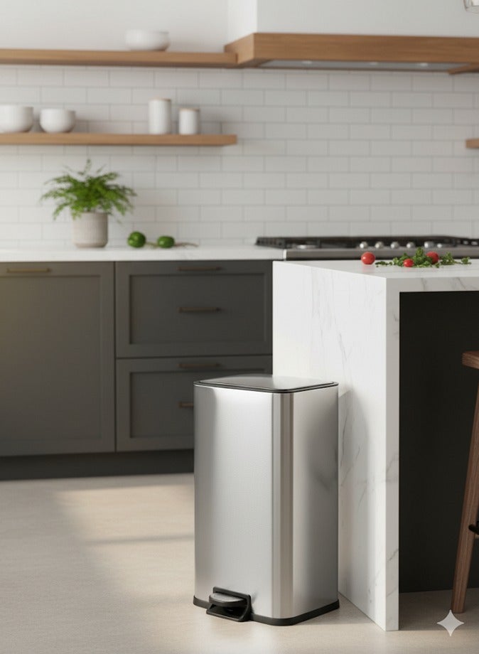 LIVVY 12L Stainless Steel Trash Bin with Pedal, Soft-Close Lid & Smudge-Resistant Finish, Durable Waste Bin for Kitchen, Office & Home Use - Image 2