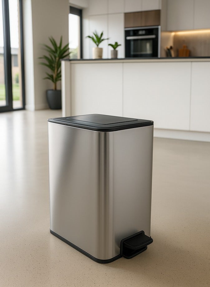 LIVVY 12L Stainless Steel Trash Bin with Pedal, Soft-Close Lid & Smudge-Resistant Finish, Durable Waste Bin for Kitchen, Office & Home Use - Image 3