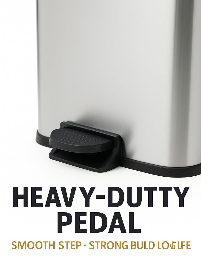 LIVVY 12L Stainless Steel Trash Bin with Pedal, Soft-Close Lid & Smudge-Resistant Finish, Durable Waste Bin for Kitchen, Office & Home Use - Image 4