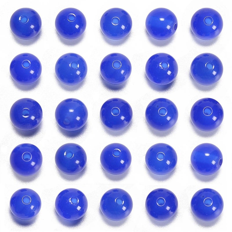 NCB 8mm Original Blue Agate Loose Semi Precious Beads Round Smooth Gemstones SpacerBeads for Jewelry Making 100PCS 8mm 100Beads Blue Agate