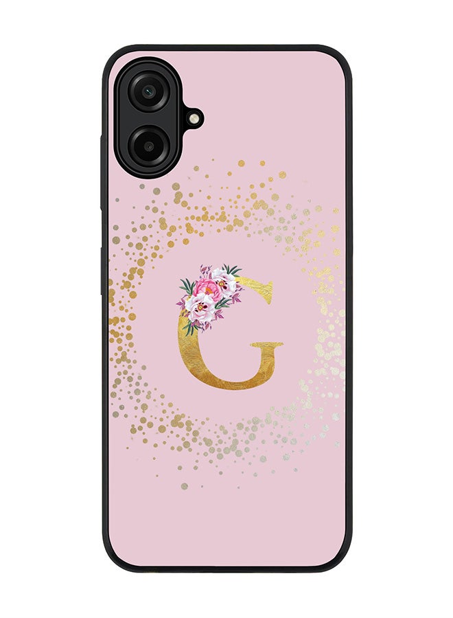 For Samsung Galaxy A07 4G Case,Slim fit Camera Protection, Shockproof Thin Phone cover  - Custom Monogram Floral - G  (Pink )