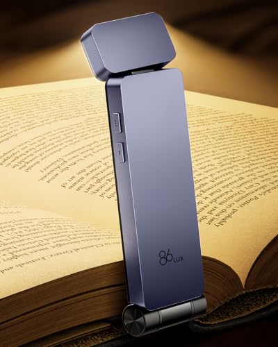 86lux ضوء كتاب قابل لإعادة الشحن مع مشبك LED للقراءة للاستخدام الليلي على السرير 3 درجات حرارة لونية مع تدرج سلس تصميم علامة مرجعية خفيف للغاية لمحبي الكتب الأطفال بنفسجي