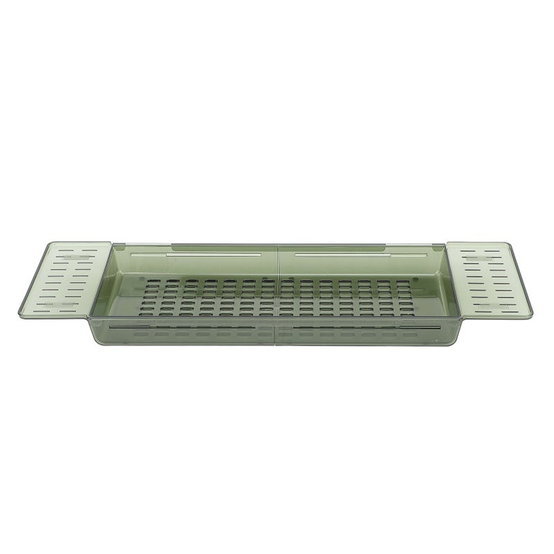 Bathtub Tray Table Extendable Draining Large Capacity Waterproof Bath Shelf for Bathroom Translucent Green - Image 1