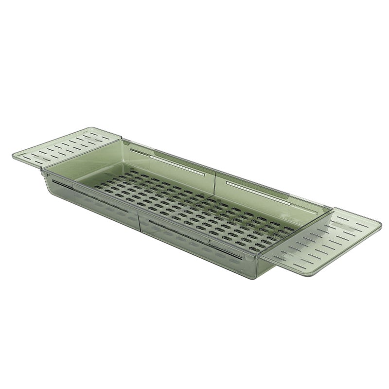Bathtub Tray Table Extendable Draining Large Capacity Waterproof Bath Shelf for Bathroom Translucent Green - Image 2