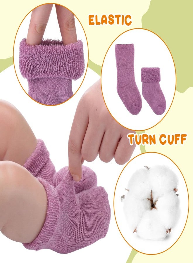 Twistover 10 Pairs Preemie Baby Terry Cotton Turn Cuff Socks for Newborn Girls Boys - Nicu(Light Purple, Light Taro, Pink, Light Khaki, Beige,3 Months) - Image 5