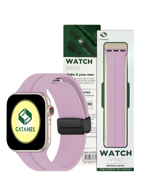 Apple Watch Band 42mm 44mm 45mm 49mm Magnetic Band D-buckle Silicone Sport Strap Replacement Wrist Band Purple