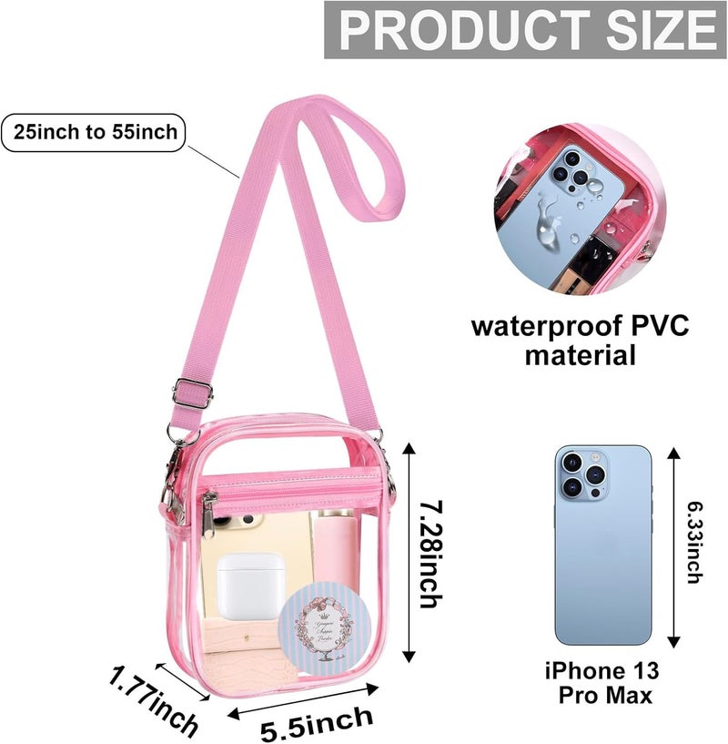 Fibrdoo Clear Crossbody Purse Bag, Clear Bag Stadium Approved with Front Pocket for Concerts Sports Festivals - Image 1