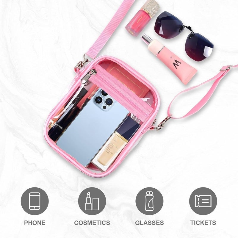 Fibrdoo Clear Crossbody Purse Bag, Clear Bag Stadium Approved with Front Pocket for Concerts Sports Festivals - Image 3